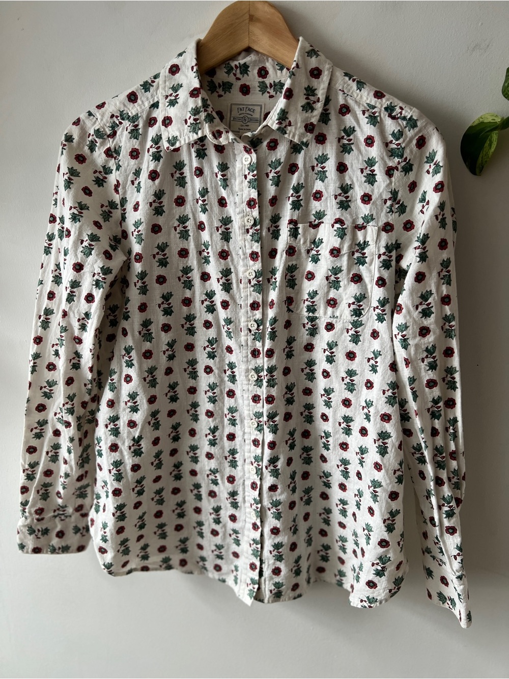 FatFace Perfect Shirt Cream Floral Button-Down Shirt 100% Cotton